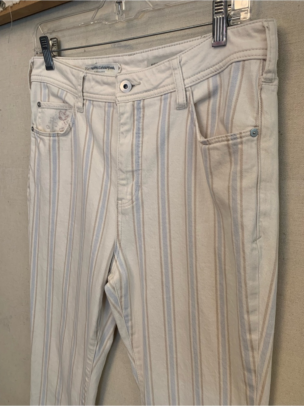 Anthropologie Pilcro Cream & Light Blue High-Rise Crop Jeans | Women’s Size 29